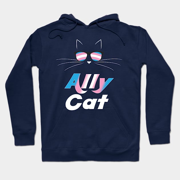 Trans Ally Cat Gay Pride Kitty Trans Pride Hoodie by glintintheeye